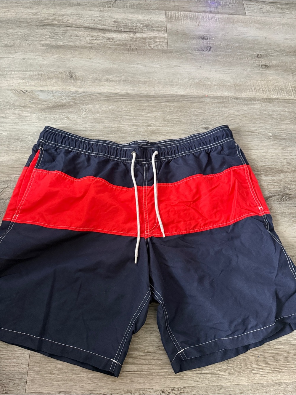 GAP Navy & Red Swim Trunks with White Drawcord
